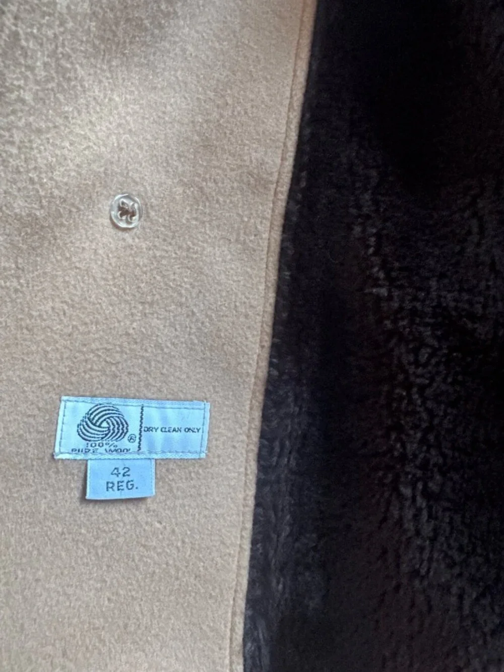 Vintage Men's London Fog Wool Camel Coat Brown Collar Size 42R Old Money